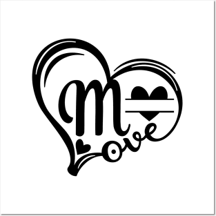 letter m monogram in the shape of love Posters and Art